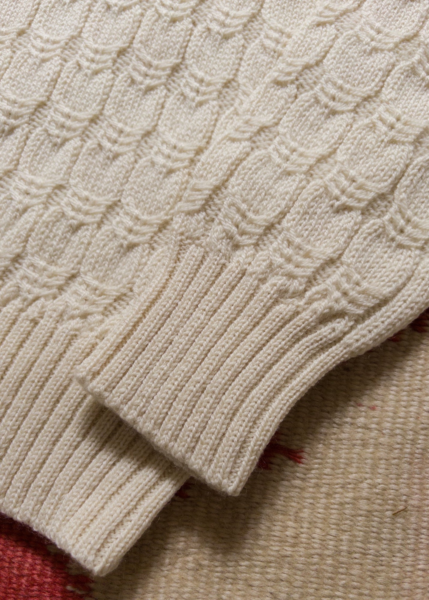 WYTHE MENS Highland Cableknit Sweater in Cream
