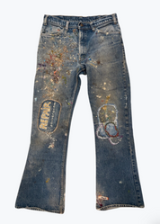 One-of-a-Kind “Repair Revolution” Embellished Levi's Orange Tab Jeans