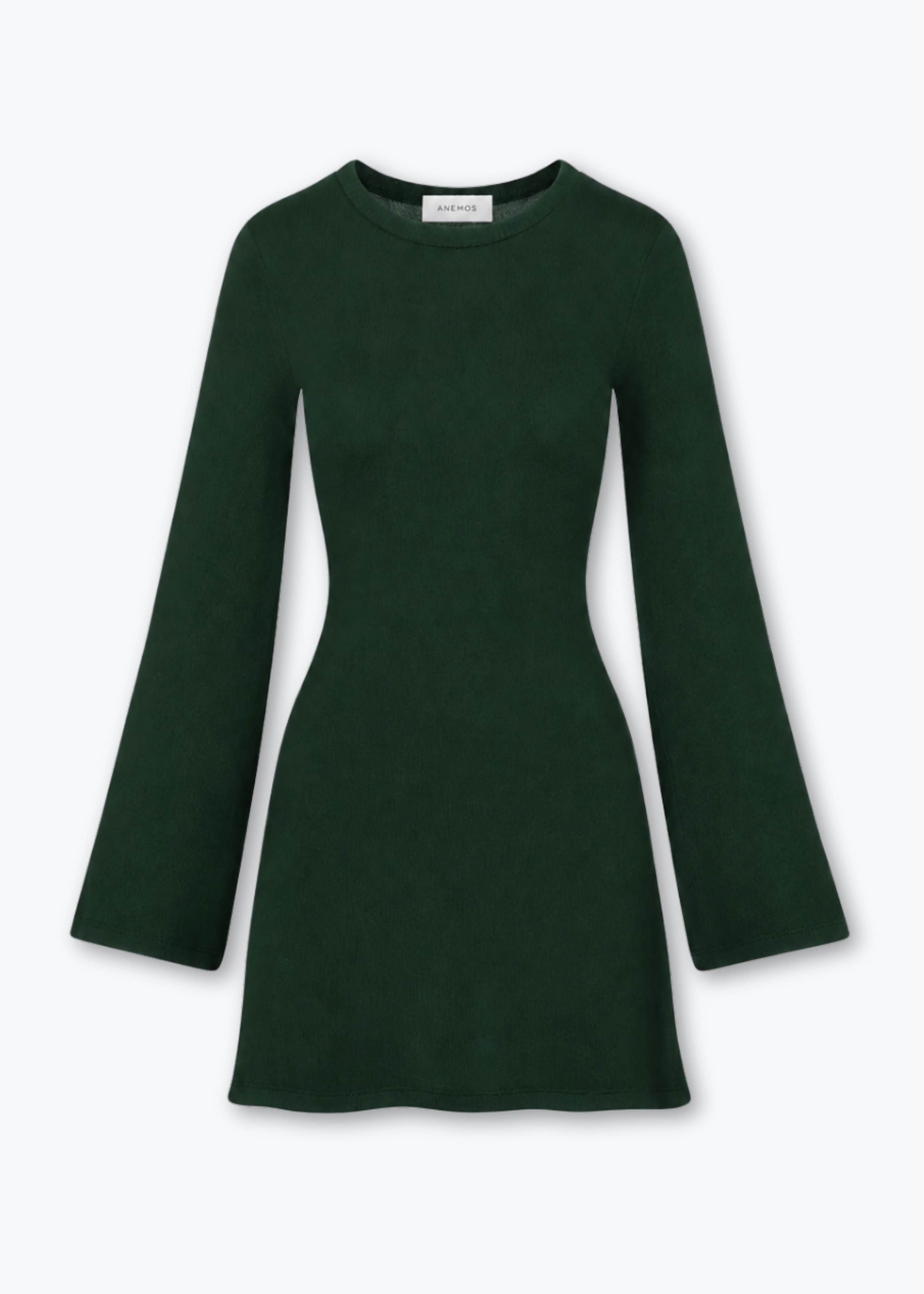 anemos womens Bell Sleeve Knit Mini Dress in Dark Green