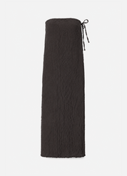 azur womens Crumpled Silk Bustier Long Dress in Charcoal