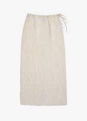 azur world womens Plissé Silk Long Skirt in Off White