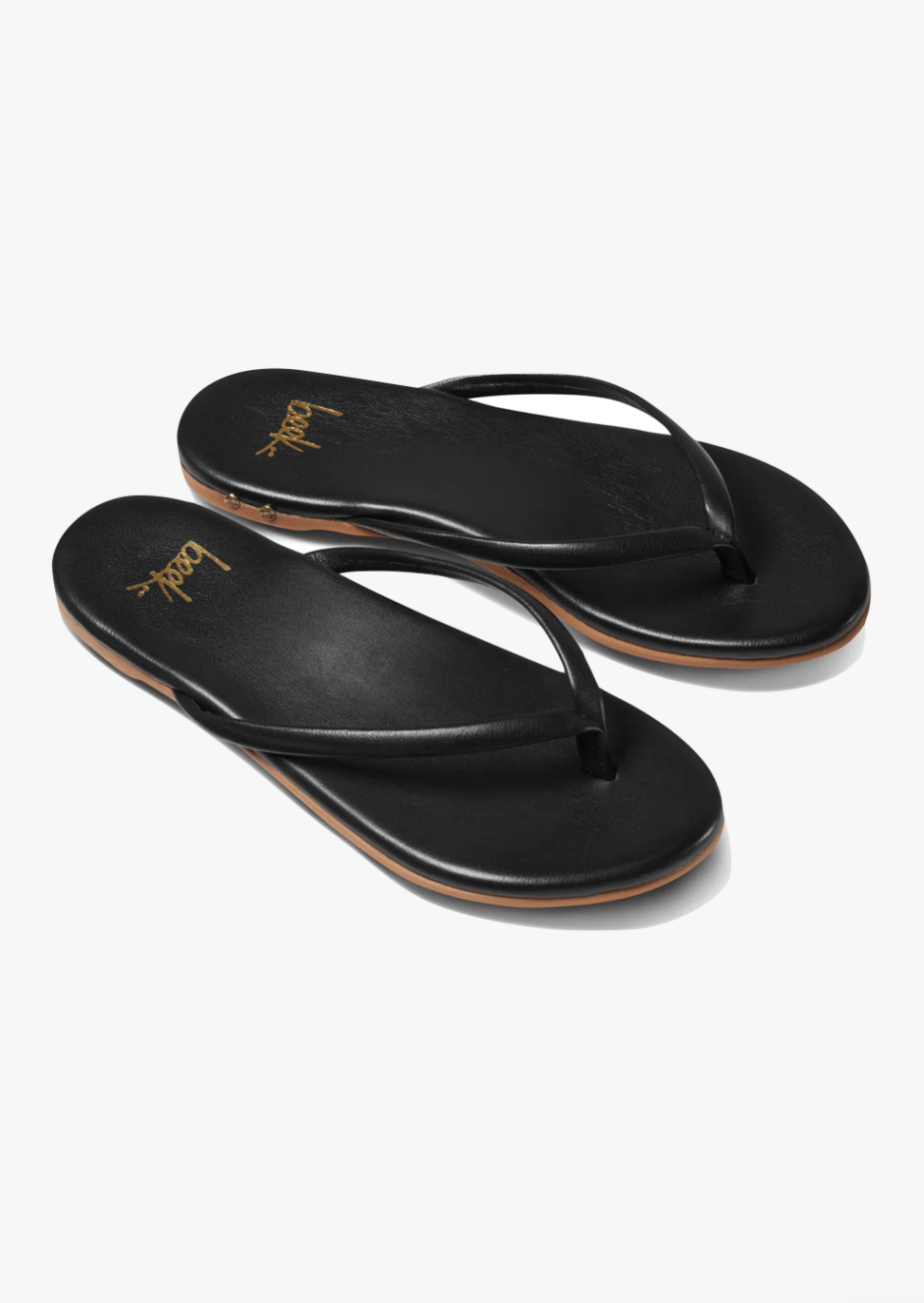 beek womens Sunbeam Leather Flip Flop in Black