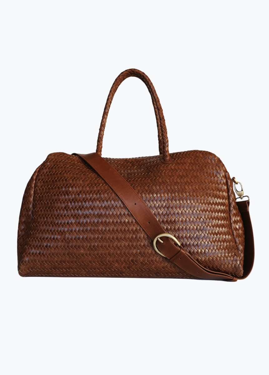 bembien Le Bowler Bag in Sienna woven leather luggage