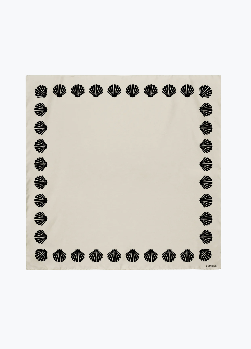 bembien silk Concha Scarf in Noir seashell