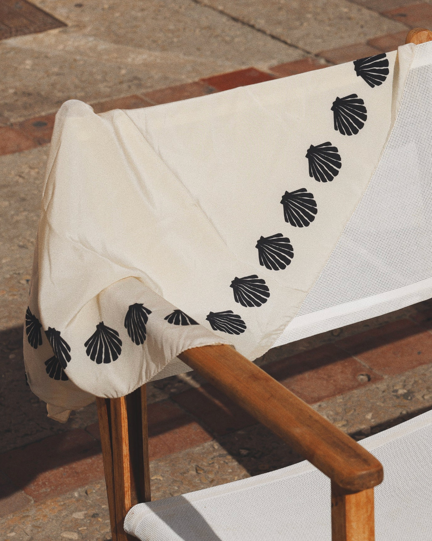 bembien silk Concha Scarf in Noir seashell