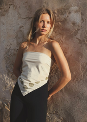 person wearing bembien womens Concha Scarf Large in Noir