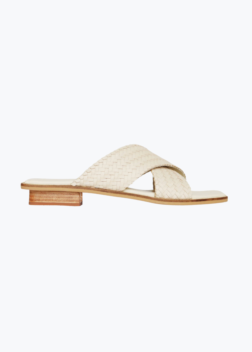 bembien womens Tosca Slide in Cream woven leather sandals
