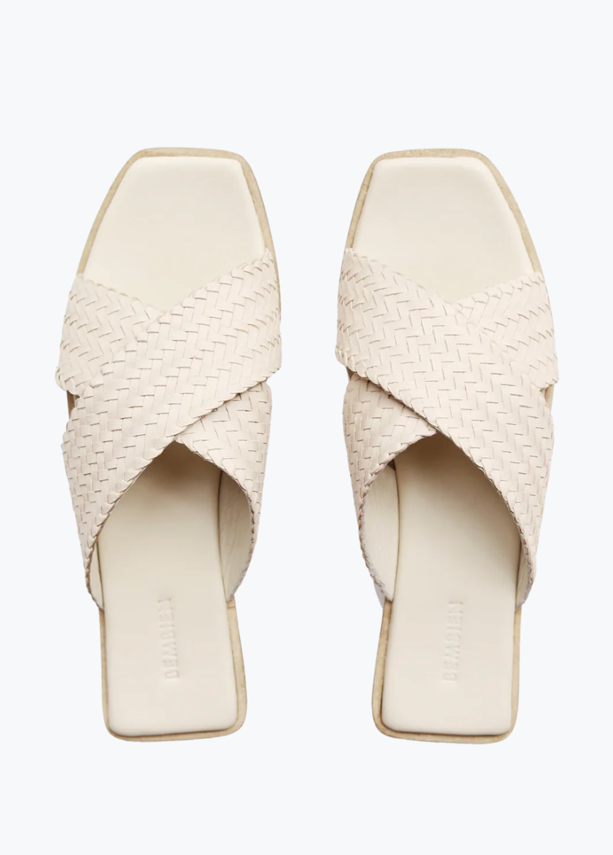 bembien womens Tosca Slide in Cream woven leather sandals