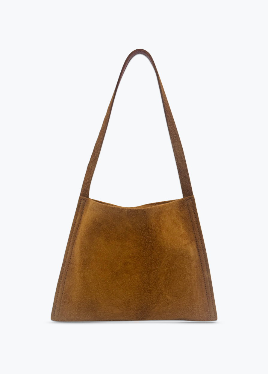 cawley studio Italian Napped Suede Mini Shoulder Bag in Light Brown