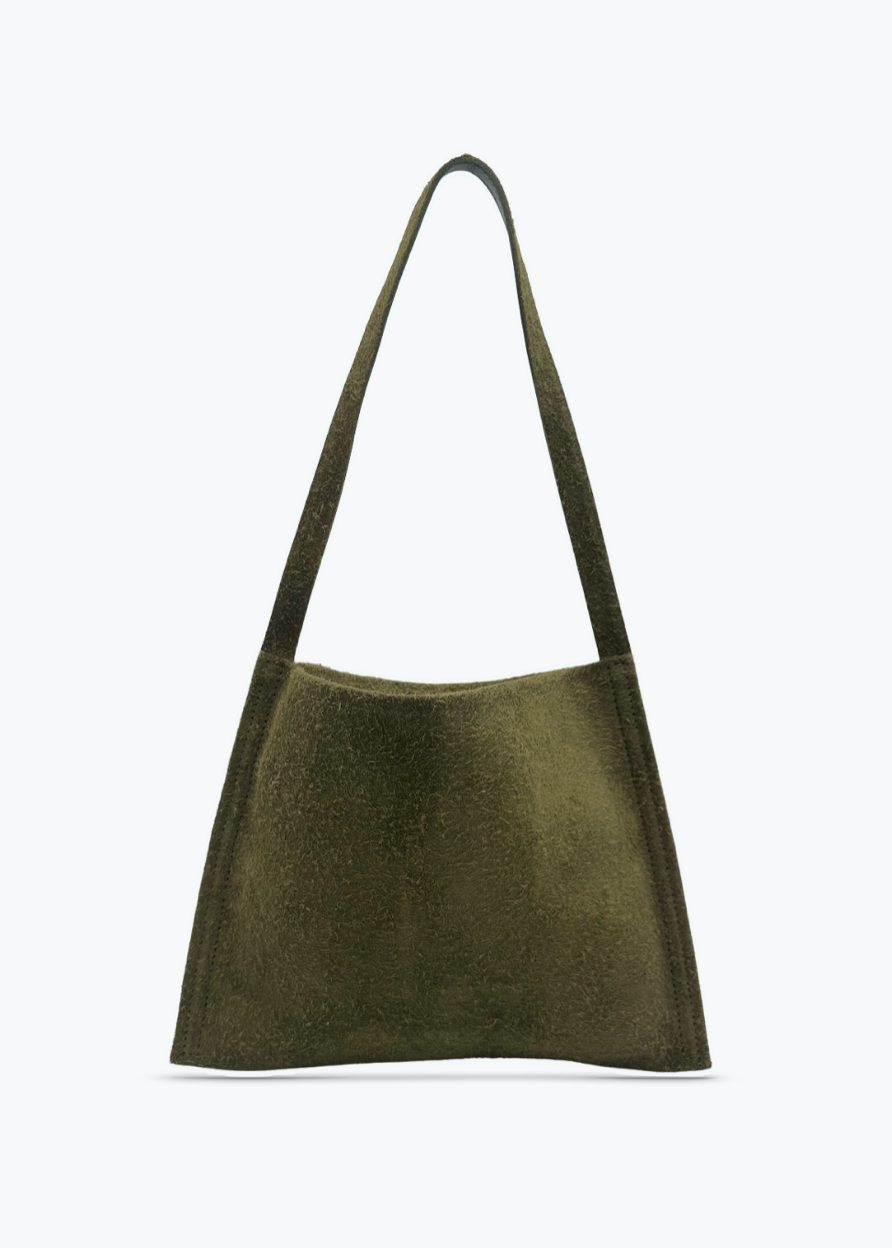 cawley studio Italian Napped Suede Mini Shoulder Bag in Light Green