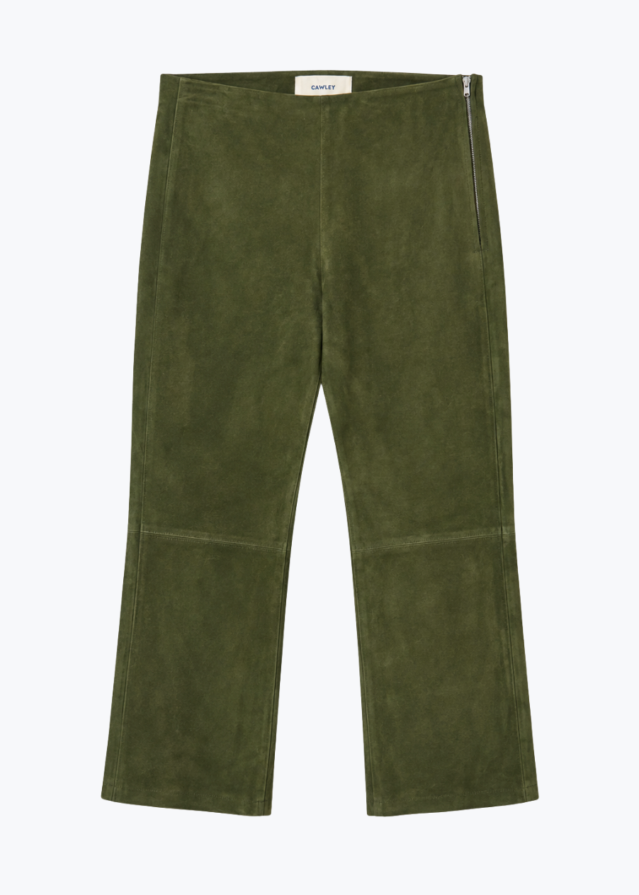 cawley studio Italian Suede Carmen Trouser in Olive green