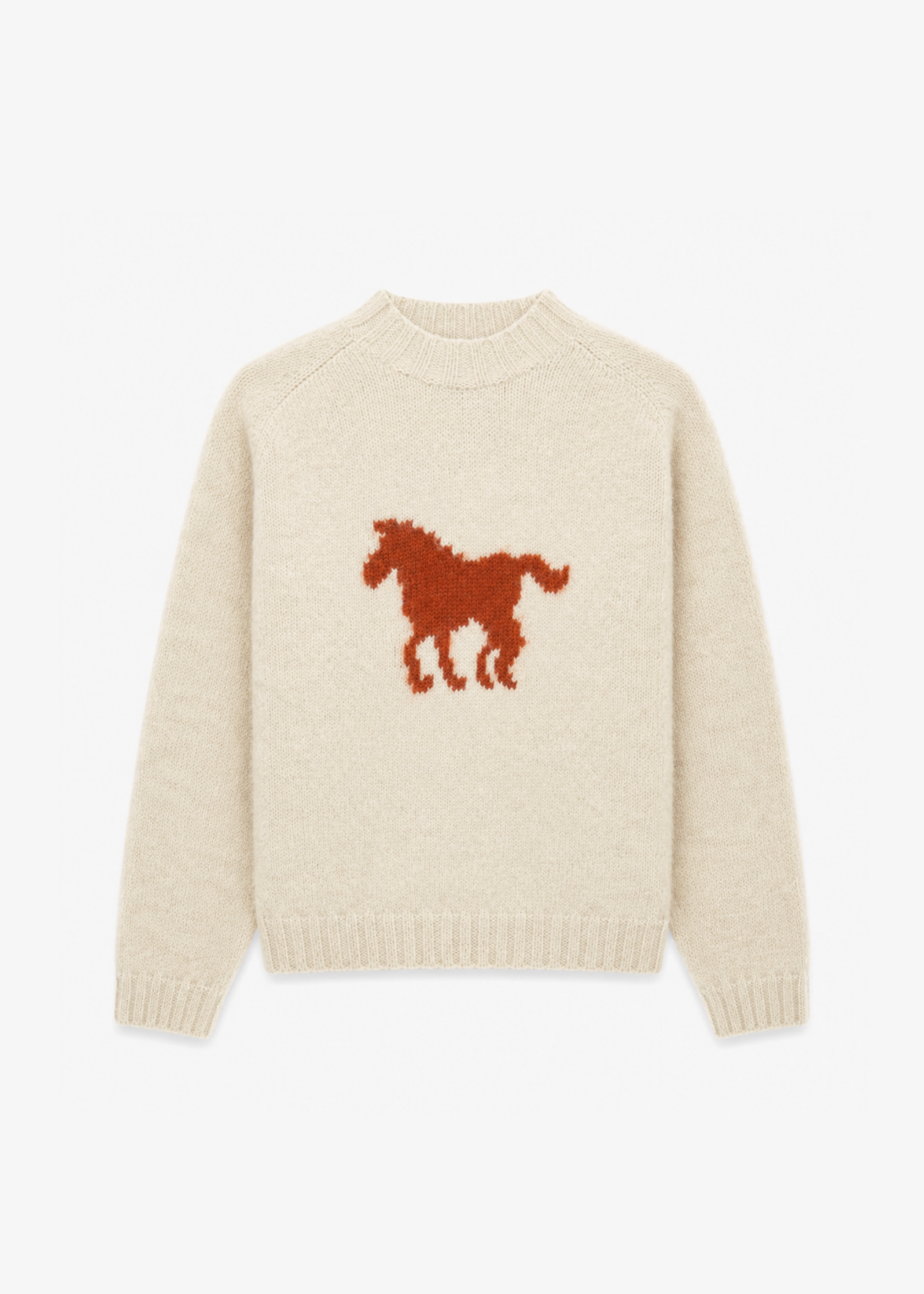 cawley studio womens mens Brushed British Wool Horse Jumper autumn natural