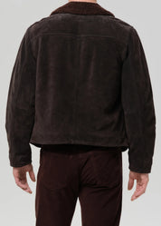 person wearing citizens of humanity mens Deck Suede Jacket In Brown
