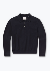 citizens of humanity mens Long Sleeve Banded Polo In Navy cotton pique