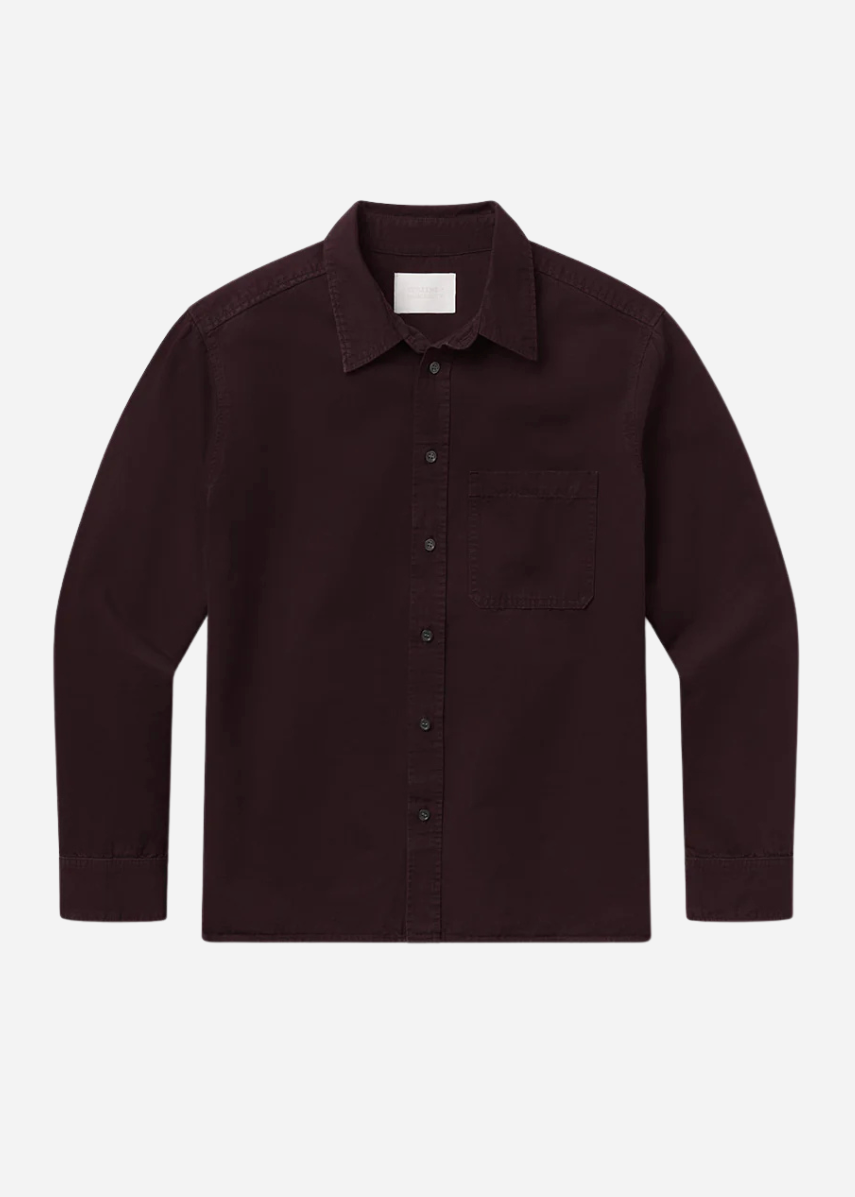 citizens of humanity mens Long Sleeve Cairo Shirt In Burgundy cotton flax linen