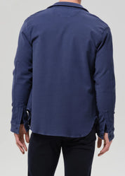 person wearing citizens of humanity mens Luca Bucket Dye Shirt French Terry In Indigo