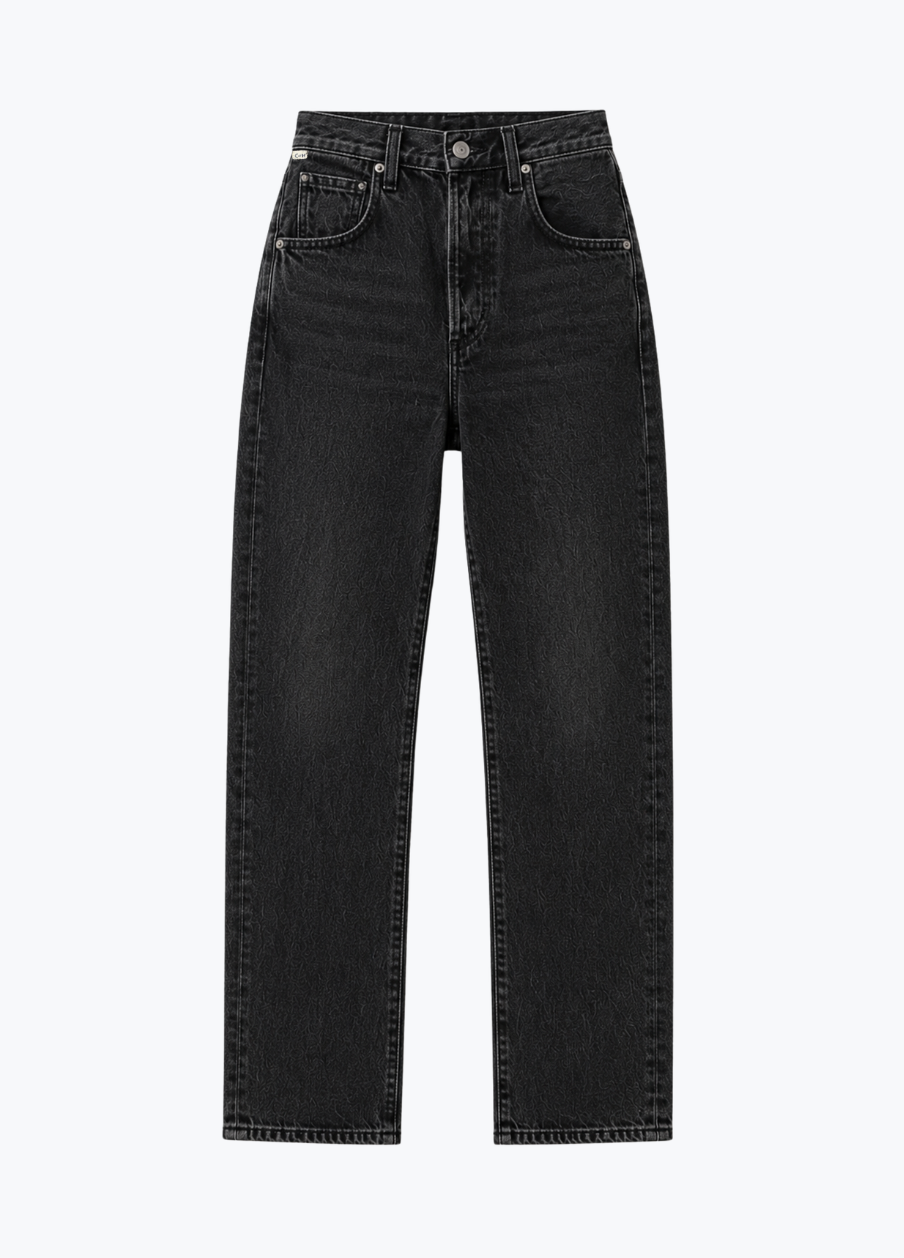 citizens of humanity womens denim 90's French High Rise Straight Jeans In Andreas washed black