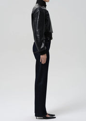 person wearing citizens of humanity womens denim Palma Straight Long Clean Hem In Inky Rinse
