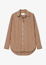 citizens of humanity womens japanese cotton Thea Boyfriend Shirt In Copper Stripe