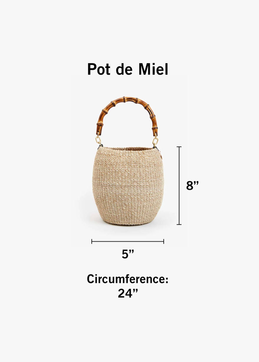 clare v womens Straw Pot De Miel Bag in Cream