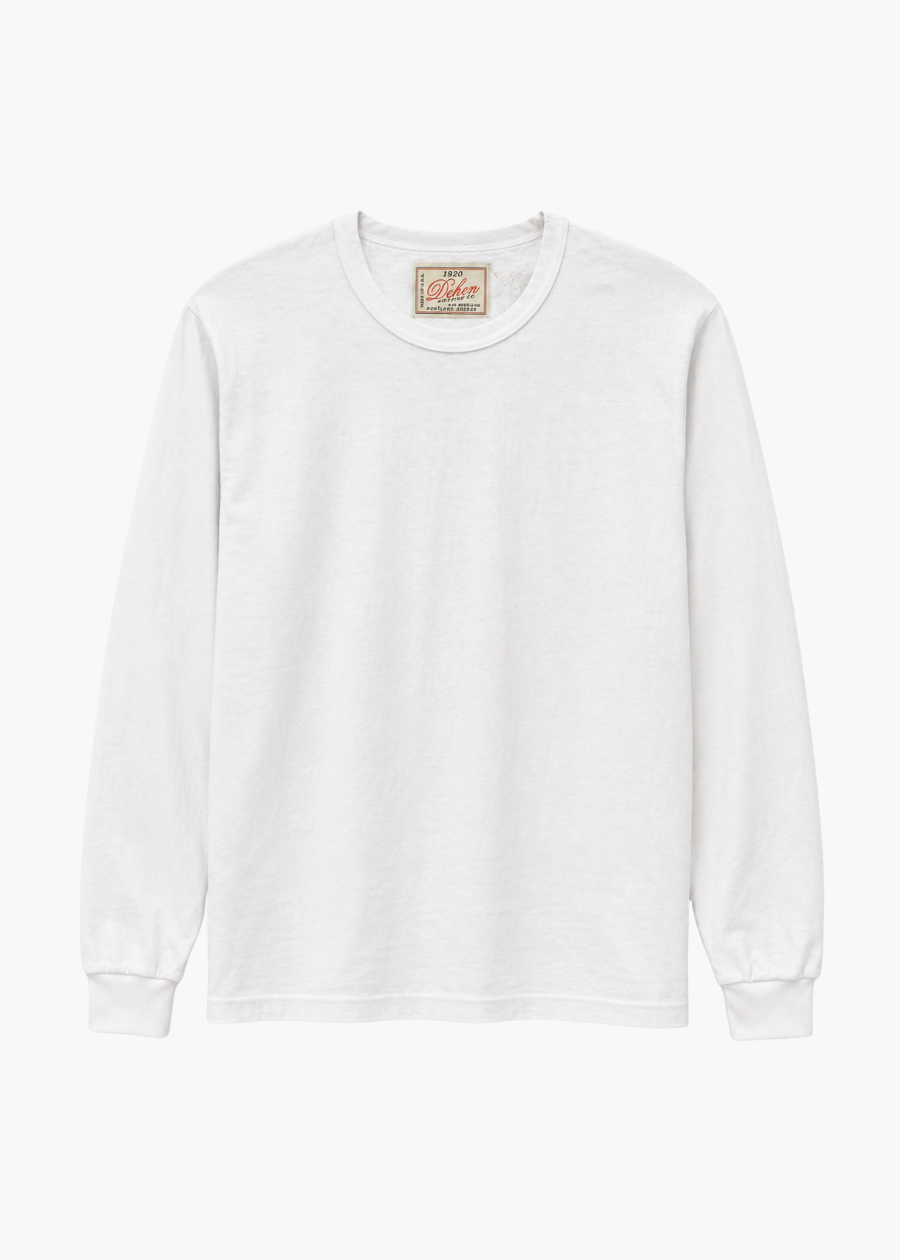 dehen1920 mens Heavy Duty Long Sleeve Tee in White