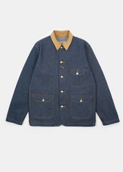 dehen 1920 mens Chore Coat 2.0 in Indigo Denim & Fawn Corduroy