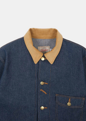 dehen 1920 mens Chore Coat 2.0 in Indigo Denim & Fawn Corduroy