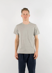 person wearing dehen 1920 mens cotton Heavy Duty Tee in Heather