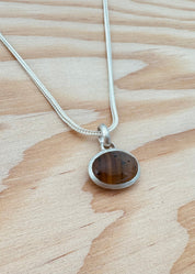 dunton ellerkamp jewelry Large Montana Agate Pendant Necklace silver foxtail chain