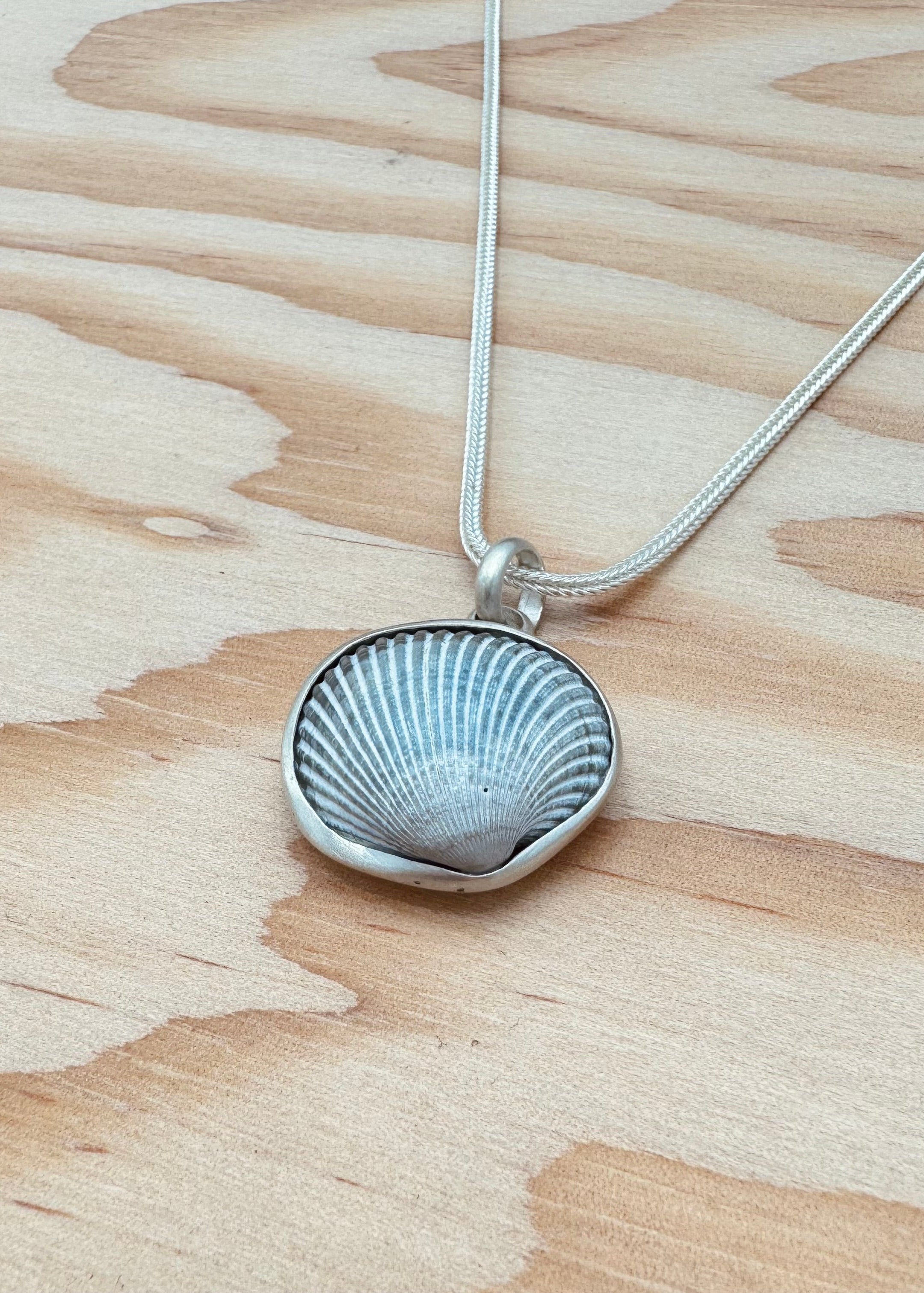 dunton ellerkamp sterling silver jewelry One-of-a-Kind Snail Shell Pendant Necklace in Silver foxtail chain