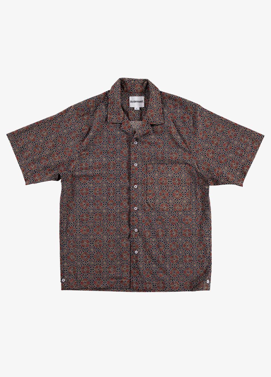 dushyant mens 'The Don' Short Sleeve Camp Shirt in Barmer Abstract Print