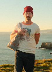 person wearing freds Vintage Dr. Who Ringer Tee