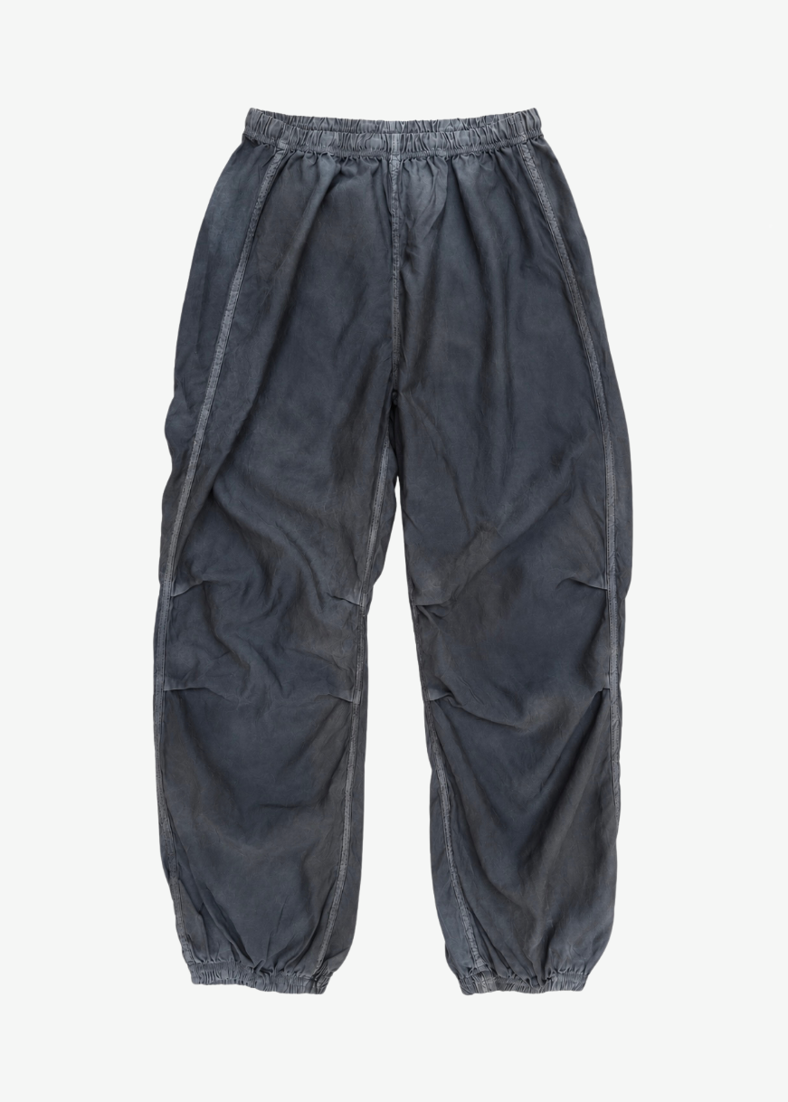 Satin Loose Drawcord Biggy Pant in Volcano blue
