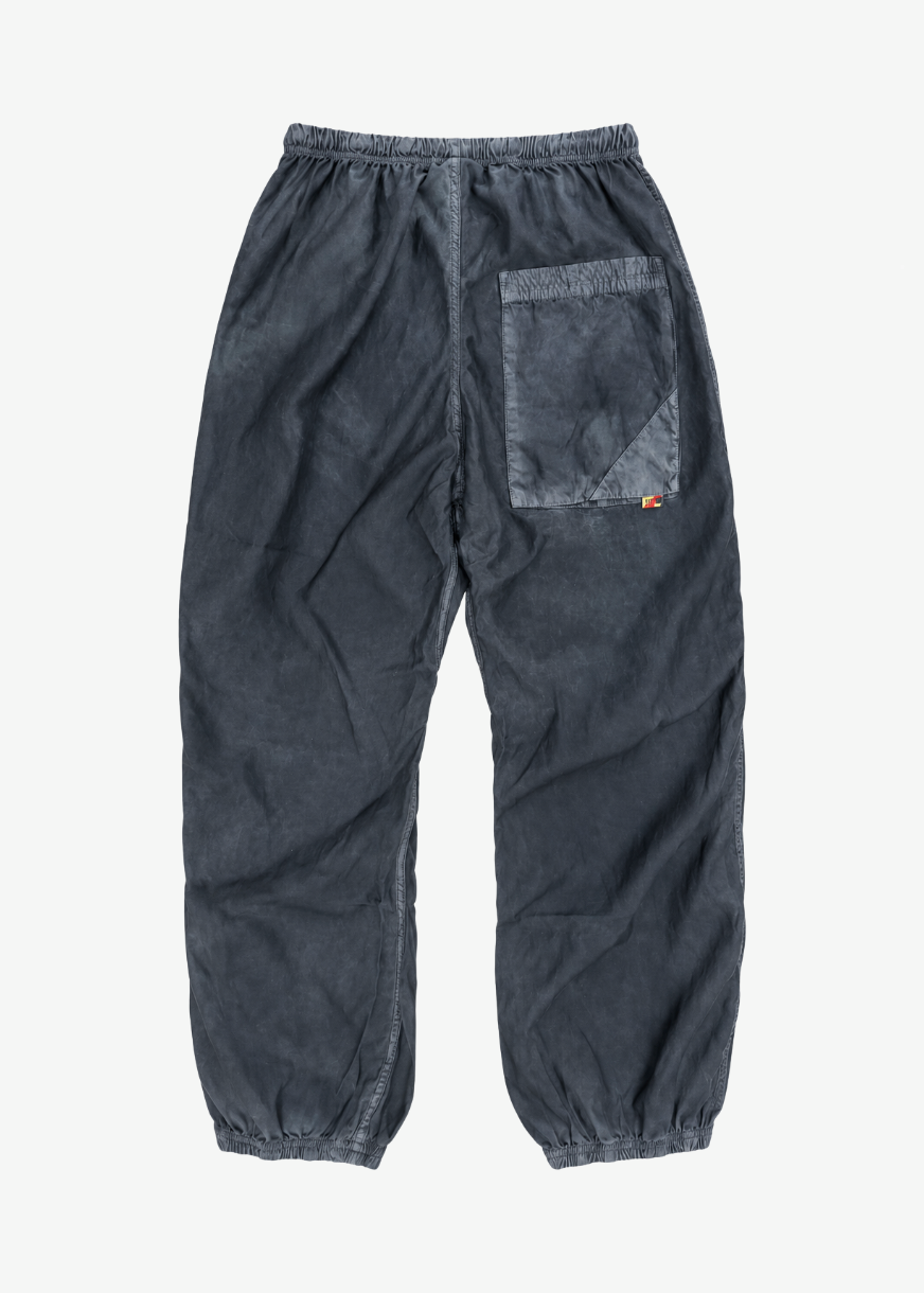 Satin Loose Drawcord Biggy Pant in Volcano blue