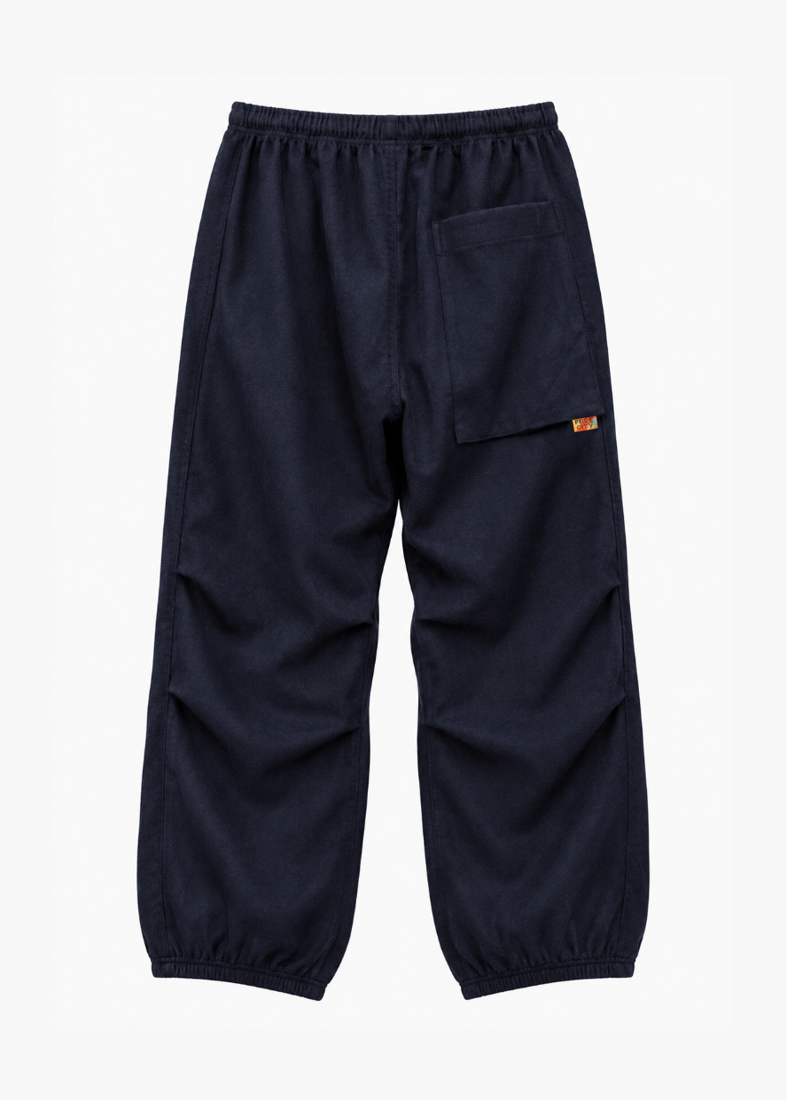 freecity loro piana Cashmere Wool Loose Drawcord Biggy Pants navy blue