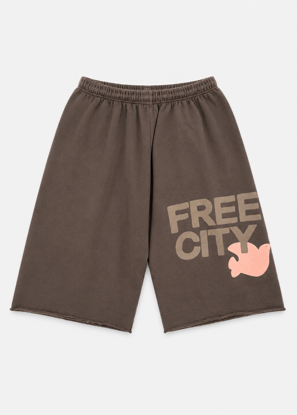 freecity unisex Cutoff Sweatshorts in Mud brown