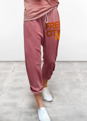 person wearing freecity unisex Flow Sweatpant in Hunky Dory
