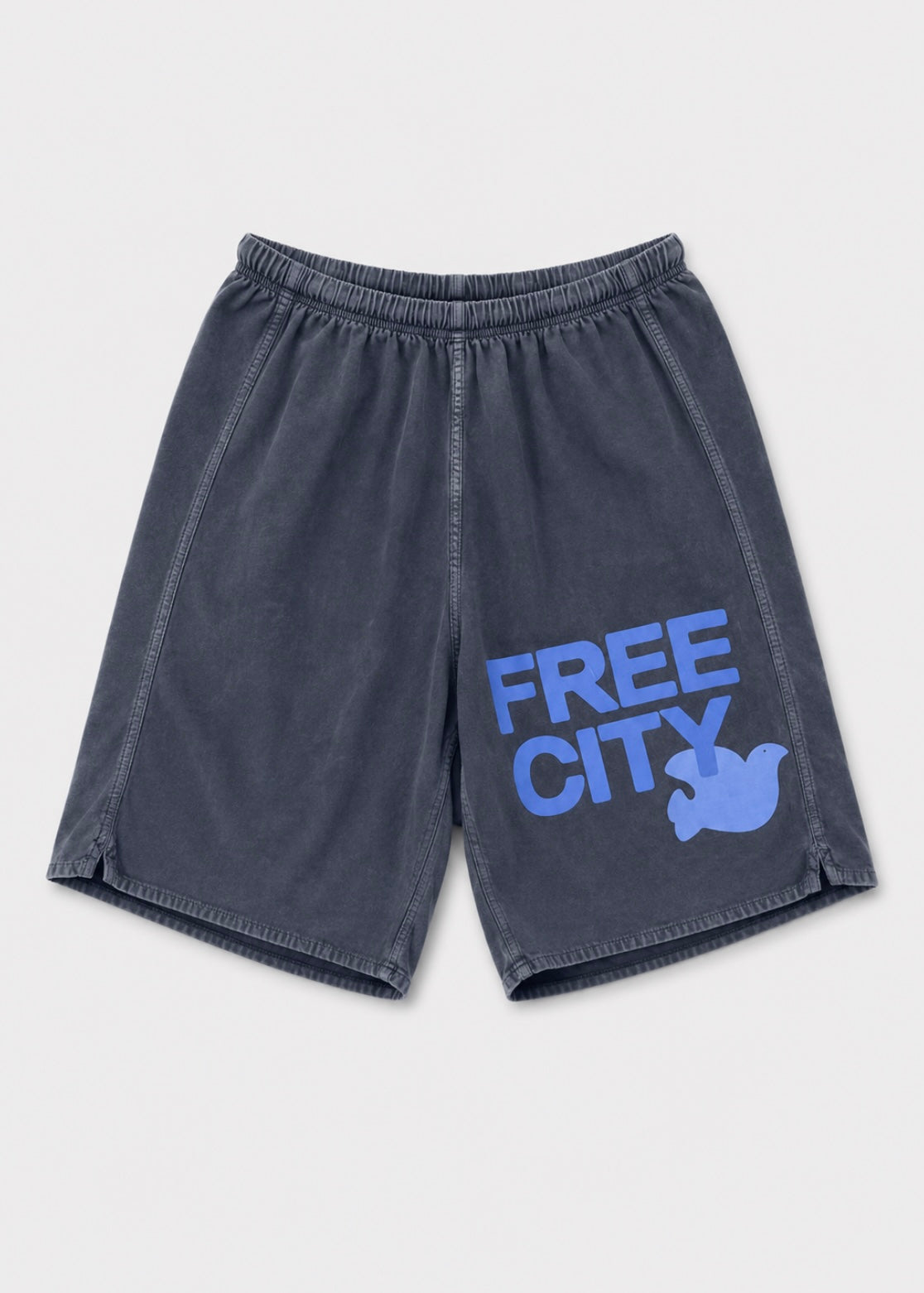 freecity unisex Matte/Satin Back/Pocket Short in Moonshrooms Powder blue