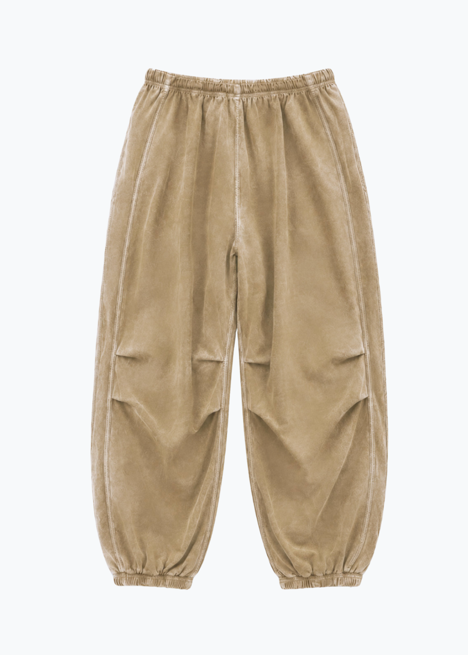 freecity womens Matte/Satin Loose Drawcord Biggy Pants in Sand