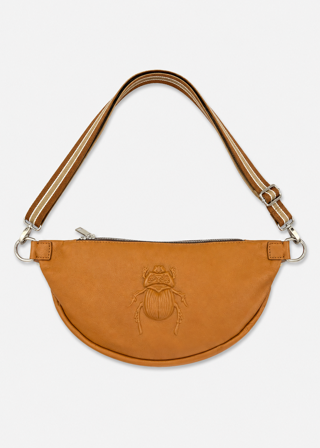 gabrielle frantzen womens Crossbody Embossed Scarab Bag in Cognac leather