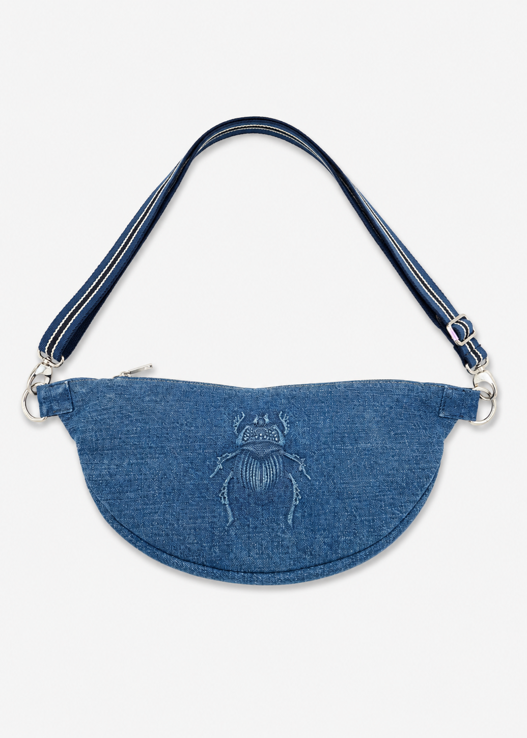gabrielle frantzen womens Crossbody Embossed Scarab Bag in Denim