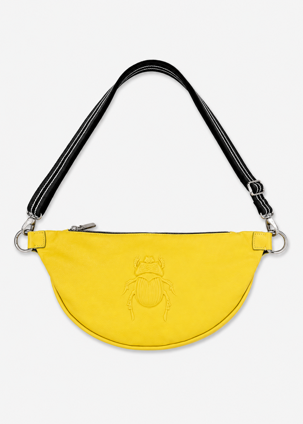 gabrielle frantzen womens Crossbody Embossed Scarab Bag in Kiwi yellow leather