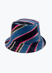 glor unisex Bucket Hat in Blue & Pink moroccan textile