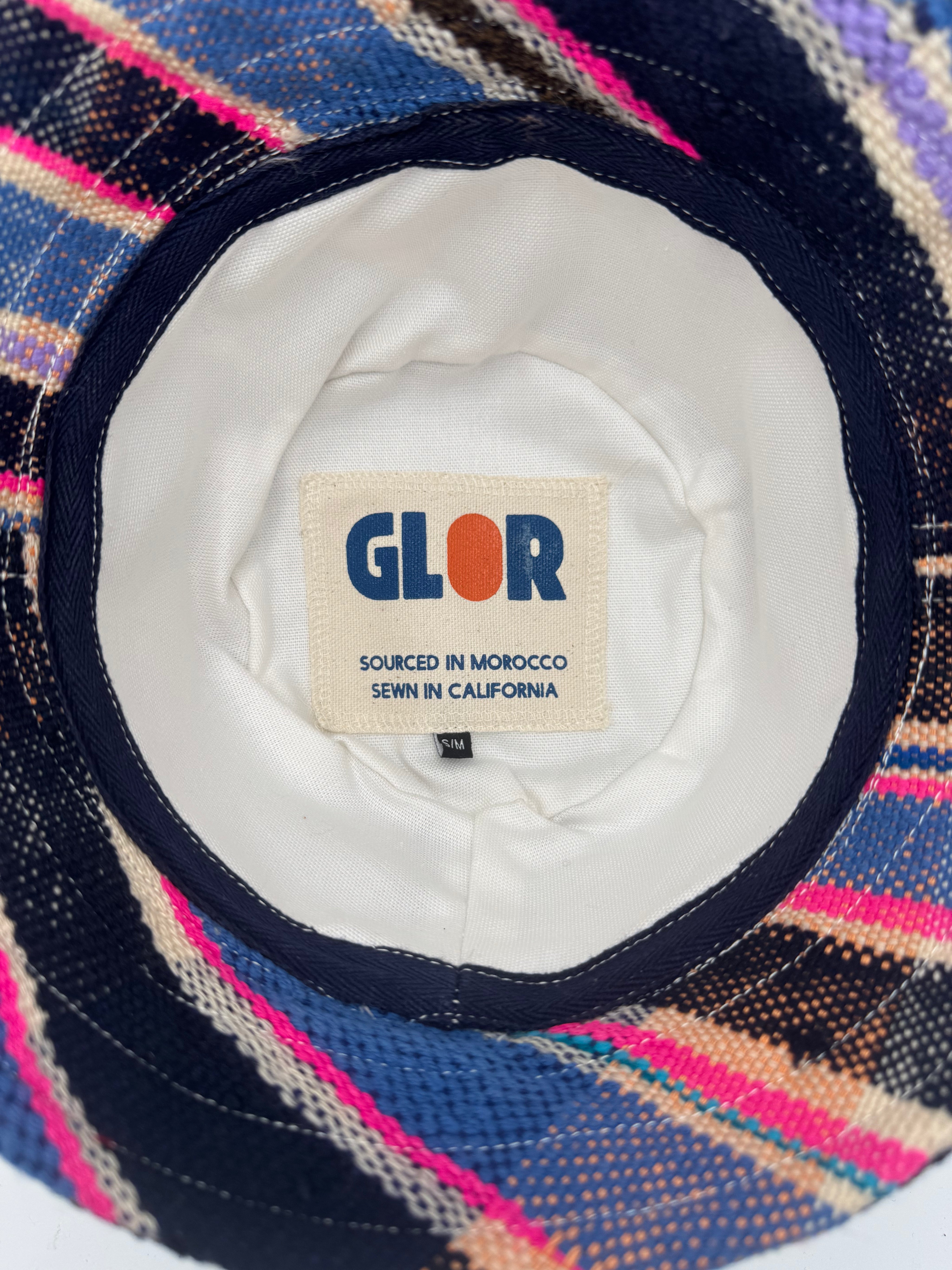 glor unisex Bucket Hat in Blue & Pink moroccan textile