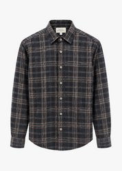 hartford mens Paul Flannel Shirt in Navy Check