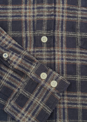 hartford mens Paul Flannel Shirt in Navy Check