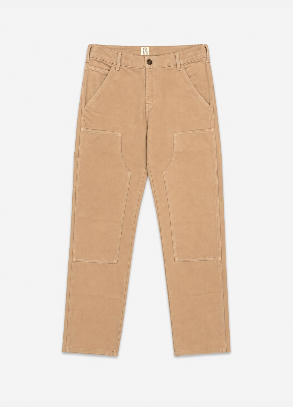 hiroshi kato mens The Double Knee Pants Classic Straight in Sawdust tan