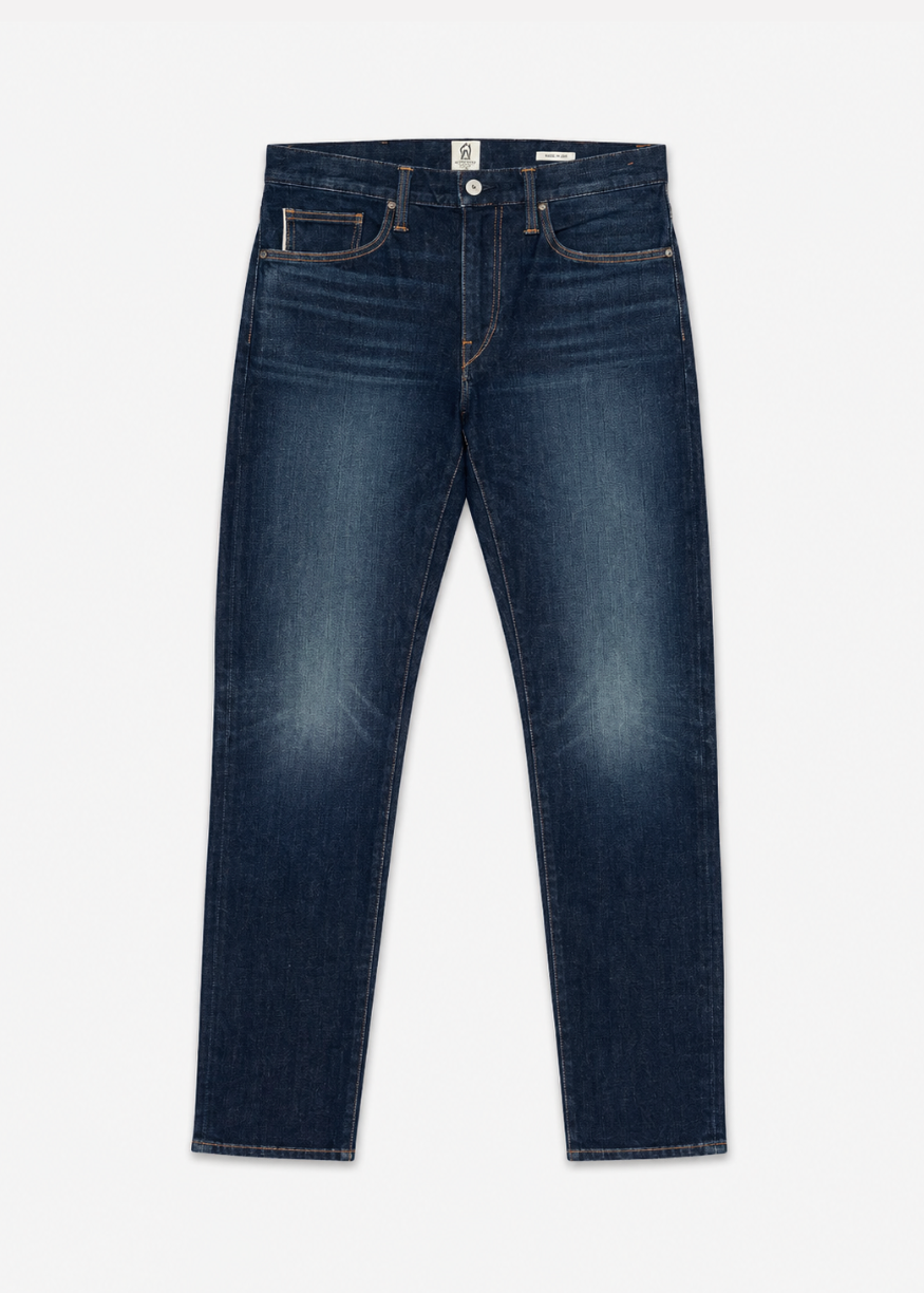 hiroshi kato mens The Hammer Straight 10.5oz Stretch Selvedge Jeans in Dizzy Wash