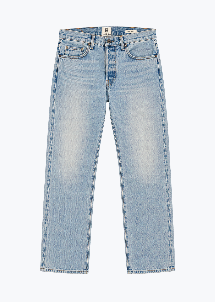 hiroshi kato mens The Pail Loose Straight 14.5oz Teacore Selvedge Jeans in Zoli Wash