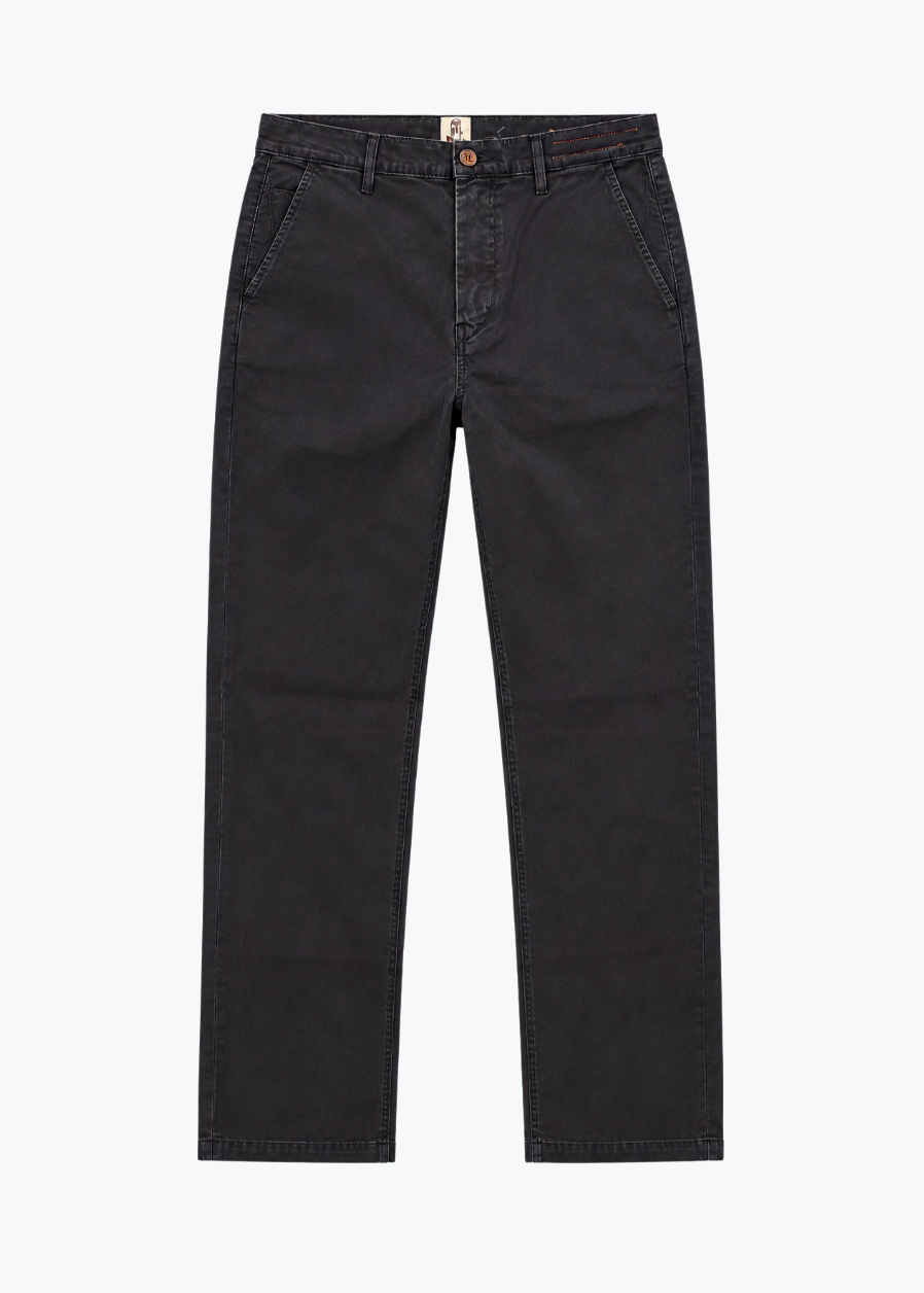 hiroshi kato mens The Pipe Straight Oxford Chino in Ash Black